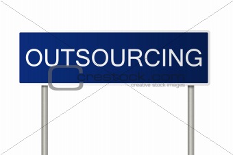 Road sign with text Outsourcing