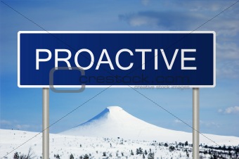 Road sign with text Proactive