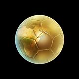 golden soccer ball and globe