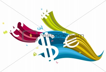 Flowing currency symbol