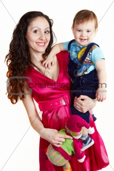 Mother with son carring on hands