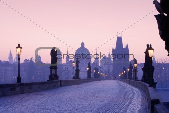 view of spires of the old town from charles bridge
