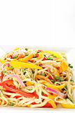 shot of healthy pasta with vegetables