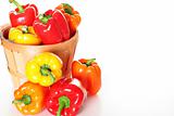 shot of a colorful bell pepper basket with copyspace