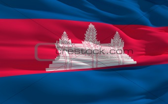 Waving flag of Cambodia