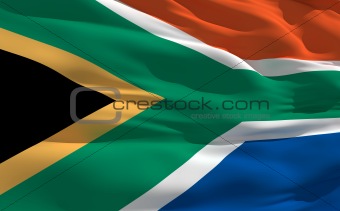 Waving flag of South Africa