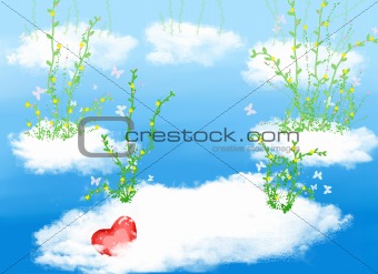 Cloud ,flower and heart