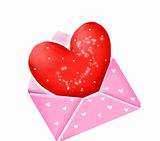 red heart in pink envelope