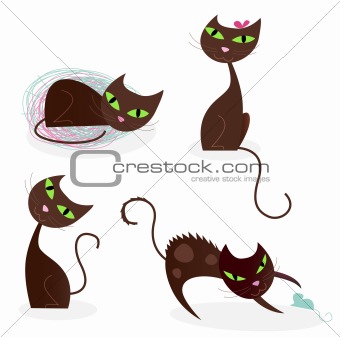 Brown cat series in various poses 2