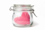 Pink heart in a jar