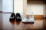 Elegant bride's and groom's shoes