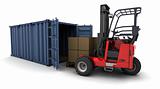 forklift truck loading a container