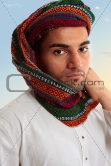 Arab Man in traditional turban keffiyeh