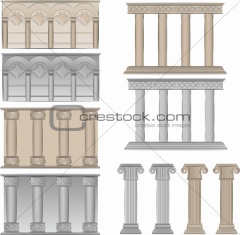 pillars and columns vector illustrations