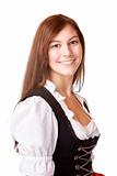 Young happy beautiful Bavarian woman wearing Oktoberfest Dirndl dress