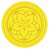 flower pattern on a  yellow circle background