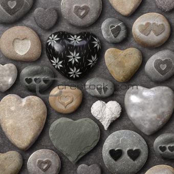 Heart shaped stones and rocks