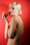 sexy woman with red apple