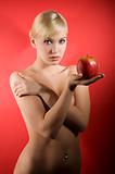 sexy woman with red apple