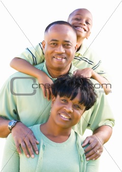 Attractive, Happy African American Family Isolated on a White Background.