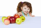 Little cheerful girl with apples