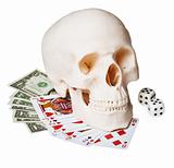 Skull on money and cards