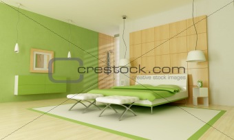 Green modern bedroom