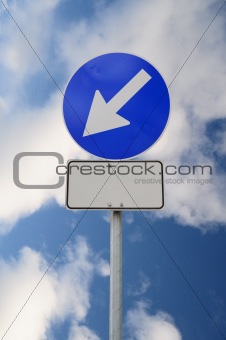 Arrow road sign with billboard