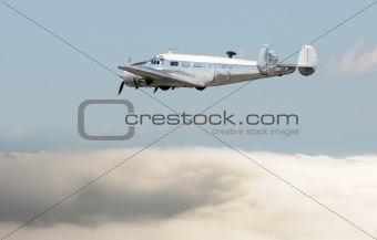 Old airplane in flight