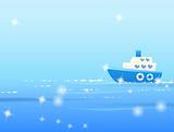 ship  on the blue sea