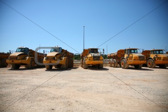 Construction trucks on the highway in Croatia