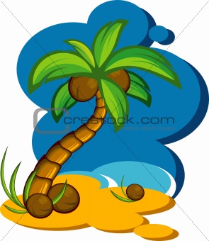 Vector illustration with a coconut palm
