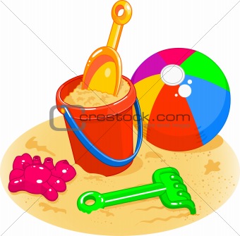 Beach Toys - Pail, Shovel, Ball