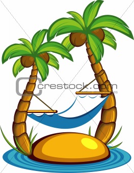 Island with palm trees and a hammock