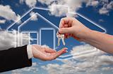 Handing Over the House Keys on Ghosted Home Icon, Clouds and Sky