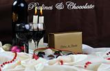 wine, chocolate and praline decoration 