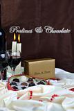 wine, chocolate and praline decoration 