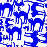 blue cats pattern isolated on white background