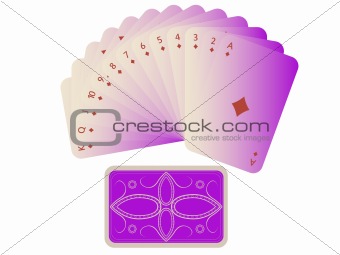 diams cards fan with deck isolated on white