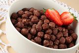 Chocolate cereals with strawberries