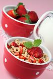 Honey cereals with strawberries