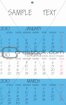 english calendar 2010 february