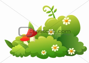 grass,flower and mushroom