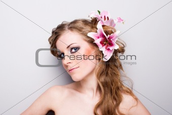 beautiful girl with flowers