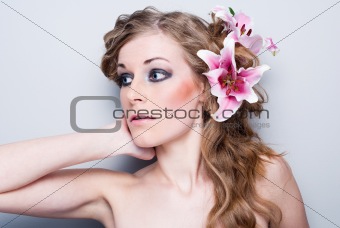 beautiful girl with flowers