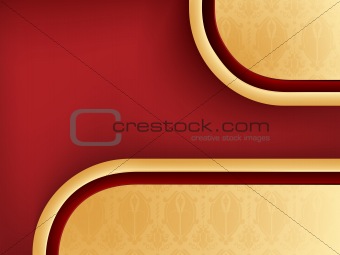 Damask Seamless Background with Red Copyspace
