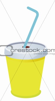 yellow plastic cup with a straw