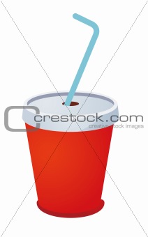 red plastic cup with a straw