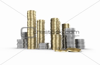 Piles of Money (with clipping path)