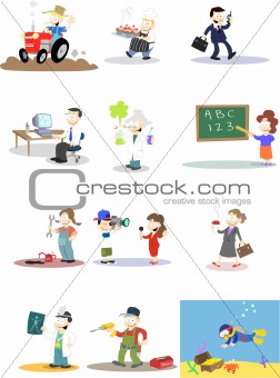 Characters in various professions